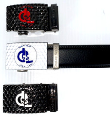 Golf Belt Buckle & Leather Belt Removable Magnetic Ball Marker Ratchet Dog Leg