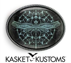 Dragonfly Belt Buckle – Esoteric Floral Mandala Handmade Boho Buckle – 125