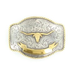 Nocona Mens Steer Head Rectangular Belt Buckle 37229
