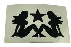 Mud Flap Girl Trucker Biker Pin UP Belt Buckle Silver Chrome Metal Men Women New