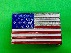 United States American Flag Stars Silver Striped Enamel Patriotic Belt Buckle