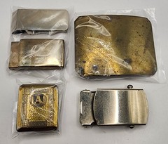 Vintage Belt Buckle & Money Clip Lot of 5 Brass Silver Tone Interchangeable WC