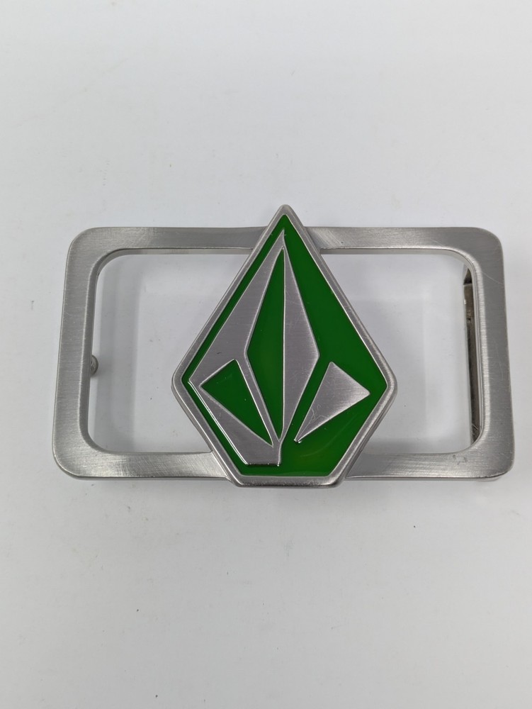 VOLCOM Apparel Company Diamond Logo Openwork Green Silver Tone Promo Belt Buckle