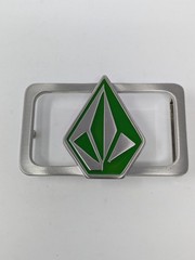 VOLCOM Apparel Company Diamond Logo Openwork Green Silver Tone Promo Belt Buckle