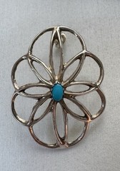 Large Sterling Silver Blue Turquoise Stud Earrings Vintage