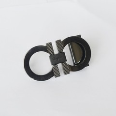 Ferragamo Gancini Gunmetal Textured Belt Buckle Fits 1.38&Prime; W Leather Belts