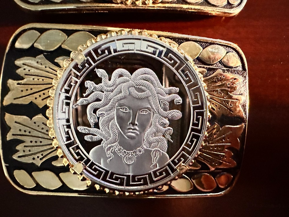 Odysseus Anonymous Mint Silver 24K Gold Belt Buckle Medusa of Gorgon Belt Buckle