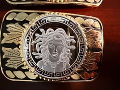 Odysseus Anonymous Mint Silver 24K Gold Belt Buckle Medusa of Gorgon Belt Buckle