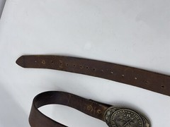 Tony Lama The Great State of Montana Belt Buckle Solid Brass And Leather Belt