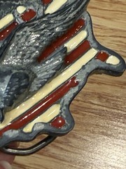Eagle Over USA Flag Belt Buckle #1926 Enamel 1989 VTG 2×3” For 1.5” Belt 3-D