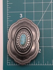 Catchfly Studio Western Belt Buckle Faux Turquoise Silver Tone Cowgirl Boho
