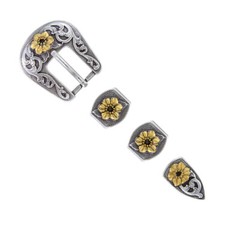 WESTERN ANTIQUE GOLD FLORAL ENGRAVED BELT BUCKLE SET FITS 3/4&Prime;(19mm) BELT strap