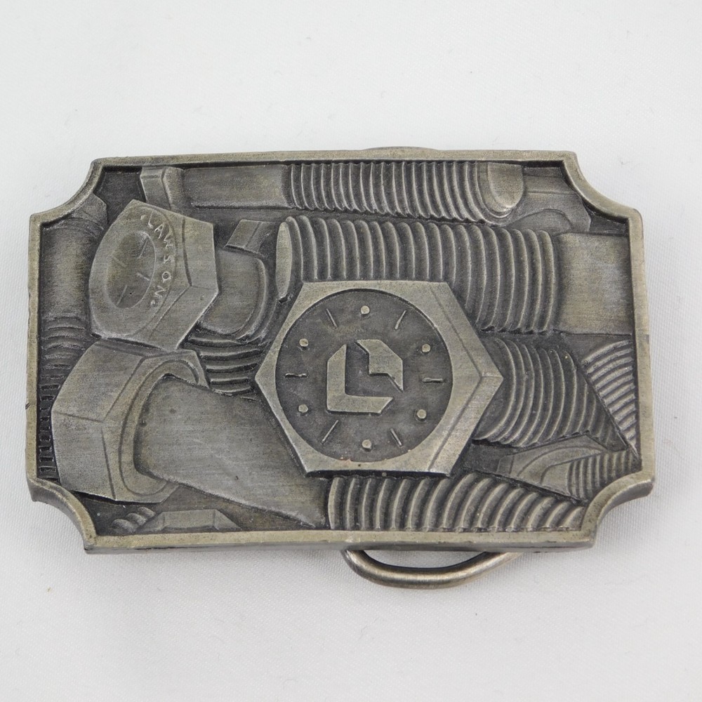 Lawson Products 1978 Promo Belt Buckle Bolts Tools 2 5/8&Prime; long 1 7/8&Prime; belt width