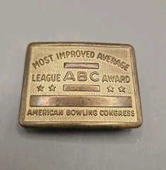 American Bowling Congress Belt Buckle Most Improved Average Award Vintage