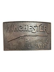Vintage Brass Belt Buckle Winchester Repeating Arms New Haven Conn. Rifle Guns