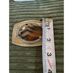 Vintage Agate Stone Belt Buckle Silver Gold Tone Mens Western Accessory