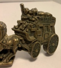 Vintage Belt Buckle, Western Themed, Wagon & Horses 1979 Baron, Heavy Brass.