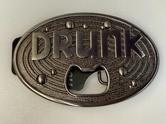 DRUNK NOS Funny Humor Novelty Belt Buckle with Bottle Opener