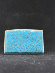 Native zuni inlay sleeping beauty Turquoise Sterling Silver Belt Buckle stamped