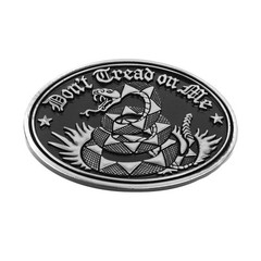 Don&rsquo;t Tread On Me Snake Belt Buckle Gadsden Flag Antique Silver Black Enamel