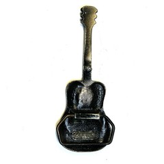 Vintage Guitar Belt Buckle 1970s Enamel Musician Gift Country, Rock Nashville