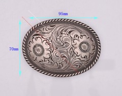Men Retro Silver Cowboy Floral Engraved Western Belt Buckle Fit 35MM Strap
