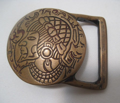 Tech Ether Guild Egyptian Revival Pharaoh Solid Brass 1970s Vintage Belt Buckle
