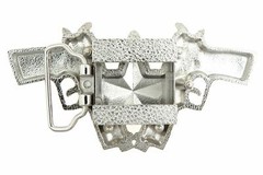 Chrome Guns & Star Lighter Holder Belt Buckle