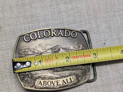 vintage COLORADO belt buckle MOUNTAINS above all SOLID BRONZE cowboy WESTERN