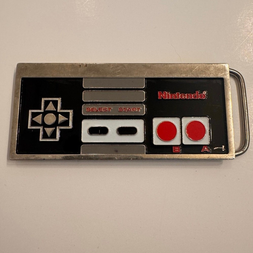 Vtg 2003 Nintendo Belt Buckle Men&rsquo;s Black/Red/Silver