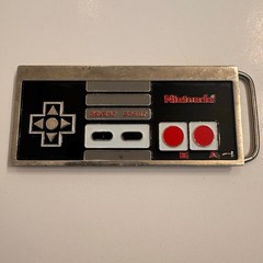 Vtg 2003 Nintendo Belt Buckle Men&rsquo;s Black/Red/Silver
