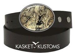 Esoteric Raven Belt Buckle – Ancient Occult Crow Art Handmade Silver Buckle -719