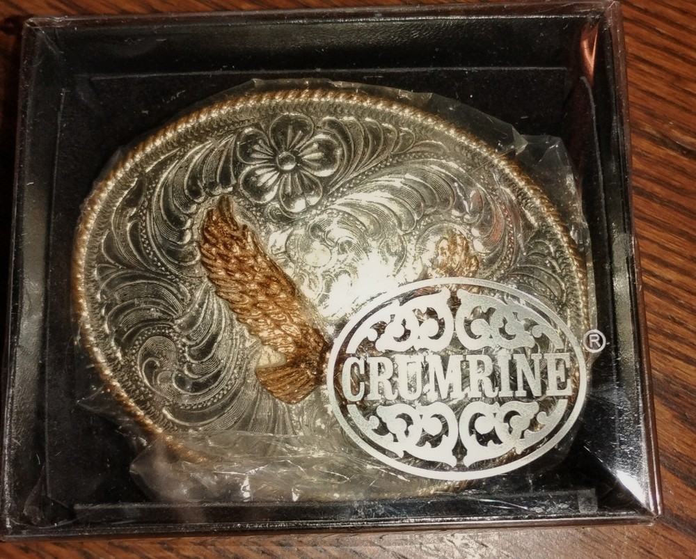 Crumrine Jewellers Silver Plate Eagle Patriotic Belt Buckle New in box