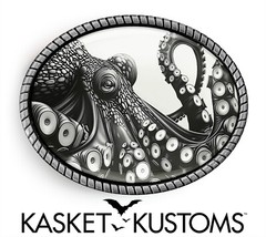 Kraken Belt Buckle – Octopus Marine Biology Art Handmade Oval Belt Buckle – 653