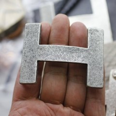H Belt Buckle Smooth Silver Tone Classic Sporty Metal Buckle