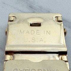 Vanguard Vintage Military Web Clamp Belt Buckle Gold Tone Made in USA Signed