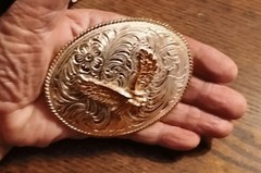 Crumrine Jewellers Silver Plate Eagle Patriotic Belt Buckle New in box