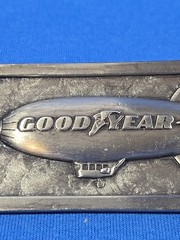 Vintage 1974 Goodyear Tire and Rubber Company Blimp Belt Buckle MARKED REPRO