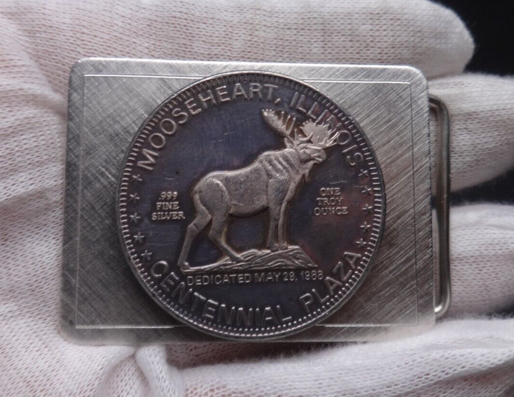 .999 1oz Mooseheart Illinois Silver Coin Loyal Order Of The Moose Belt Buckle
