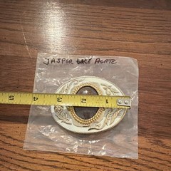 100% Real Jasper Lace Agate belt buckle floral white and gold tone metal buckle