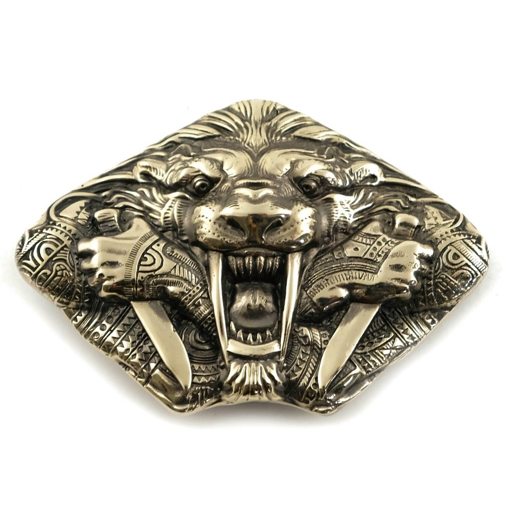 German silver belt buckle Steel fangs, Saber toothed cat buckle, tiger buckle