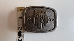 Vintage 1977 United States USA Brass Belt Buckle Stars & Stripes Decor