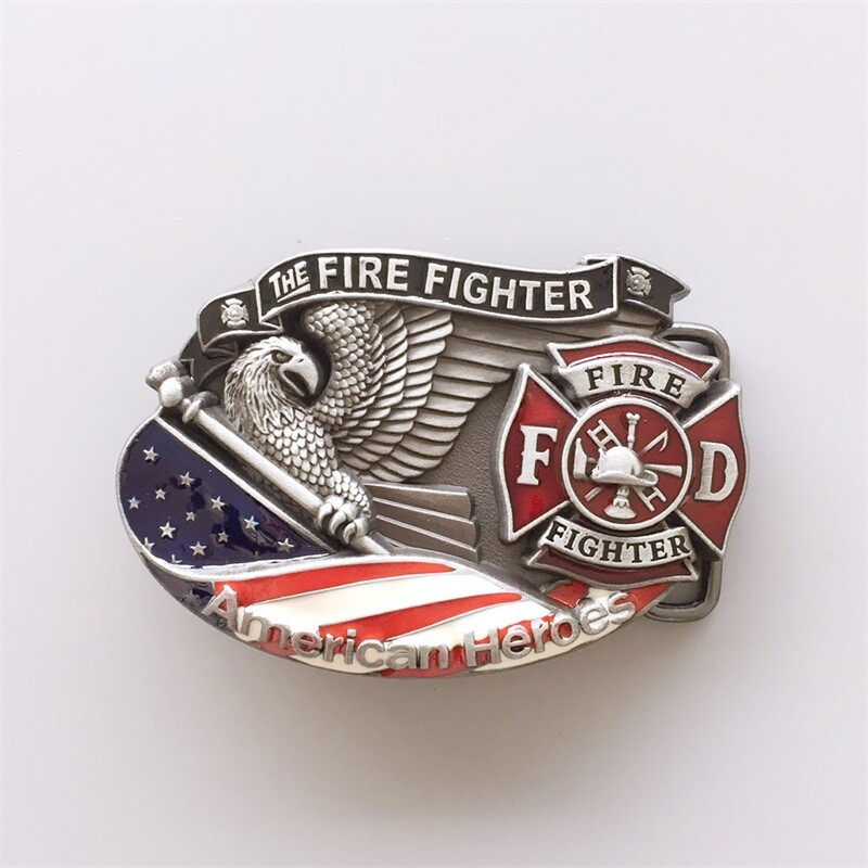 New Vintage American Hero Firefighter Fire Enamel Belt Buckle also Stock in US