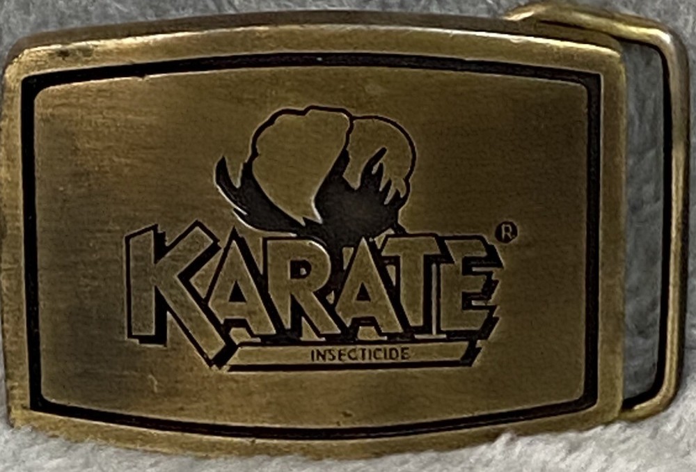 ICI Ag Products Karate Herbicide Brass Belt Buckle for 1.5 in Belt 2.25 x 1.5