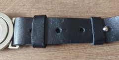Belt, buckle similar to that of a scout, leather black size 107 cm/42 in, new UK