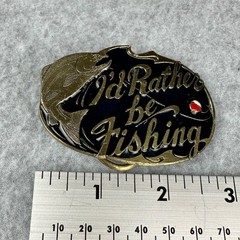 Vtg 1985 The Great American Buckle Co I&rsquo;d Rather Be Fishing Trout Belt Buckle