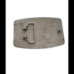 Vintage Mens Belt Buckle – Black Silver With Double Lions and Cross 4×3 Inches