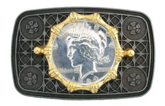 1924 Peace Silver Dollar Pewter Silver Gold Color Belt Buckle EPBB256/8524