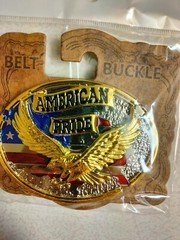 Patriotic! American Pride Eagle in flight, with U.S Flag metal belt Buckle, New!