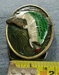 FISH BASS FISHING LURE COLORED DETAILED UNDERWATER SCENE FISHERMAN BELT BUCKLE